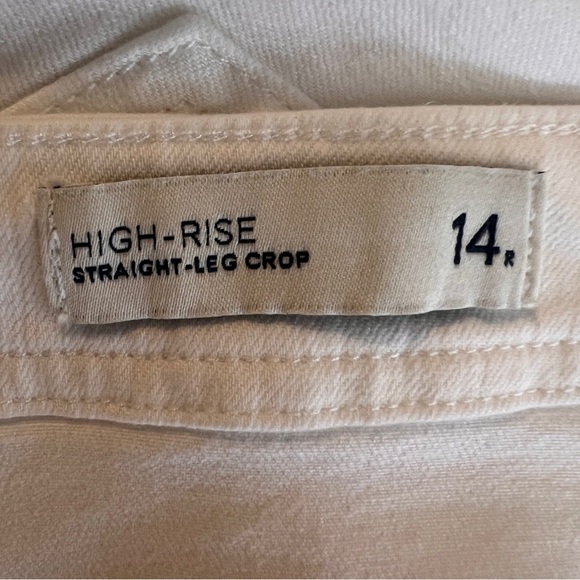 J. Jill Denim High-Rise Straight-Leg Cropped White Jeans Fringed Hem Size 14 EUC - Picture 6 of 9